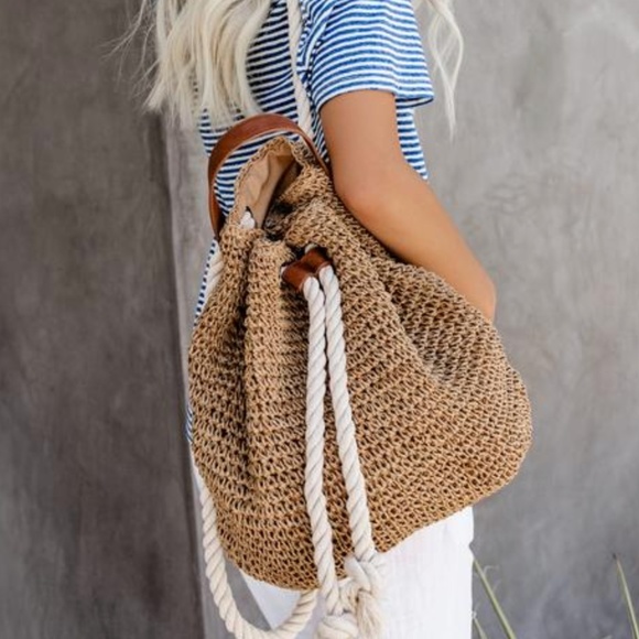 Vici Handbags - VICI BEACH DAY STRAW ROPE TIE BACKPACK